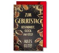 Art Nuvo Carte d'anniversaire - Carte d'anniversaire avec enveloppe pleine de brillance et de lumière scintillante reflétée dans le chiffre scintillant et imprimés colorés