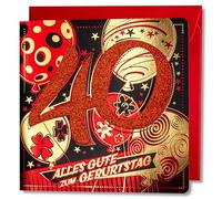 Art Nuvo Carte d'anniversaire - Carte d'anniversaire avec enveloppe pleine de brillance et de lumière scintillante reflétée dans le chiffre scintillant et imprimés colorés