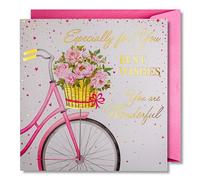 Art Nuvo Carte d'anniversaire pour femme - Carte d'anniversaire avec enveloppe pleine de brillance et de lumière scintillante reflétée dans le chiffre scintillant et imprimés colorés
