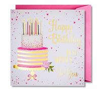 Art Nuvo Carte d'anniversaire pour femme - Carte d'anniversaire avec enveloppe pleine de brillance et de lumière scintillante reflétée dans le chiffre scintillant et imprimés colorés