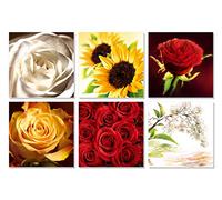 ART NUVO Cartes avec motifs floraux n° 07 - Lot de 6 cartes, 150 x 150 mm, belles cartes avec enveloppes sans texte