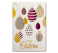 ART NUVO Cartes de Pâques exclusives - Motifs de Pâques découpés au laser et dorés, inserts colorés et enveloppes blanches dans un lot de 10 pièces de 120 x 170 mm