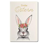 Art Nuvo Lot de 10 cartes de vœux exclusives - Beige léger - 120 x 170 mm - Motifs de Pâques plaqués or - Fabriqué en papier à bijoux aquarelle - Inserts et enveloppes beiges