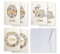 Art Nuvo Lot de 6 cartes de Pâques fabriquées à partir de papier élégant avec inserts et enveloppes beige clair 120 x 170 mm