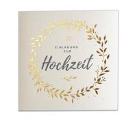 Art Nuvo ZAP_DE_06 Lot de 20 invitations de mariage avec inserts imprimés et enveloppes pour mariage Doré 135 x 135 mm