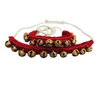 Art Of Creation Kathak Dancing Ghungroo Bells 1 ligne rouge rembourré indien classique instrument de musique pour bracelet de pied Bharatnatayam Paire de cloches pour homme et femme, 9.5 inches,