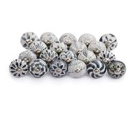 Art Of Creation Lot de 10 boutons de porte en céramique gris et blanc de qualité supérieure avec motifs assortis faits à la main, vintage, shabby chic, meubles d'intérieur, armoire, tiroir, poignées