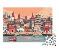 Art Oil Painting 300 Pièces Puzzle Puzzles Classiques Moderne Jeu Seaside Town Divertissement Créatif Convient Aux Adultes Et Aux Enfants 300pcs (40x28cm)