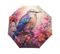 Art Oiseau Fleur Rose Parapluie Pliant Enfant Garçons Filles Automatique Protection UV Parapluies Coupe-Vent pour Voyager