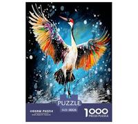 Art Oiseau Grue Blanche pour Adultes Puzzles Animal 1000 Pièces Cadeaux d'anniversaire pour Noël Décoration Intérieure Family Games Jeux Éducatifs Stress Relief 38x26cm/1000pcs