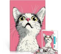 Art Original du Chat Curieux Puzzle 1000 pièces pour Adolescents Jouets Anti-Stress est idéal comme Cadeau pour Toute la Famille 38x26cm