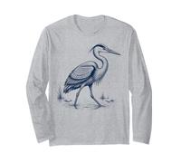 Art ornithologique Vintage Blue Heron Manche Longue