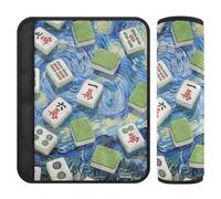 Art Painting Blue Chinese Mahjong Lot de 2 coussinets d'épaule pour ceinture de sécurité Protège votre cou et vos épaules