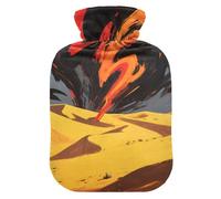 Art Painting Bouillotte abstraite du désert jaune avec housse souple, sac à eau de 2 L pour thérapies chaudes et froides, crampes menstruelles