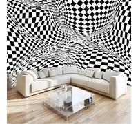Art Papier Peint Intissé 3D Géométrie Vagues Effets D'Illusion D'Optique 200x140 cm Muraux Tapisserie Photo Décoration Murale, Papier Peint Salon Chambre Bureau Couloir Peinture Murale Décor