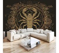 Art Papier Peint Intissé 3D Scorpion De Style Mandala Constellation Lignes Muraux Tapisserie Photo Décoration Murale, Papier Peint 200x140 cm Salon Chambre Bureau Couloir Peinture Murale Décor