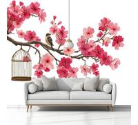 Art Papier Peint Intissé Mural Oriental Tradition Chinoise Fleurs Blanc, 3D Moderne Papier Peint Panoramique Salon Chambre à Coucherr Salle - Muraux Photo Décoration 250x175 cm