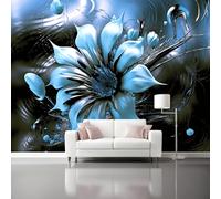 Art Papier Peint Panoramique 300 X 210 Cm Abstrait Toison Mur Xxl Moderne Décoration Murale Salon Bleu Fleurs Fluidechambre Á Coucherr Bureau Salle