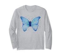 Art Papillon Bleu - Aquarelle Nature Design Manche Longue