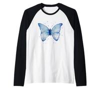 Art Papillon Bleu - Aquarelle Nature Design Manche Raglan