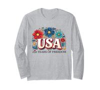 Art Patriotique de la liberté Florale du 250e Anniversaire des États-Unis Manche Longue