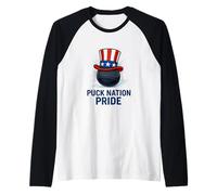 Art Patriotique du Hockey Puck Nation Pride Manche Raglan