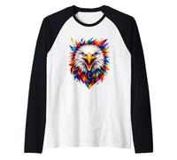 Art Patriotique géométrique coloré du pygargue à tête Blanche Manche Raglan