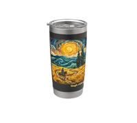 Art paysager de style Van Gogh Cavalier Gobelet isotherme en acier inoxydable double paroi