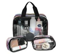 Art Peacock Feather Mandala Trousse de maquillage de voyage pour homme et femme - 3 grandes trousses de toilette translucides, couleur, L, Trousse de maquillage