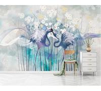 Art Peint À La Main Fleur De Flamant Rose De La Forêt D'Époque 3D Papier Peint Texture Soyeuse Intissé Salle à Manger Bureau D'étude Canapé Chambre Salon TV Mur-150cm×105cm