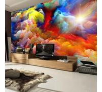 Art Peint À La Main Nuages Colorés Abstrait Papier Peint 3D Installation Facile Intissé Tapisserie Bureau Salon Canapé Chambre Décoration Murale-350cm×256cm