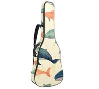 Art Peint à la main Whale Sac pour guitare acoustique avec bandoulière réglable et crochet arrière, convient pour guitares électriques, basses, guitares classiques, ukulélé, Baleine peinte à la main,