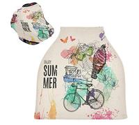 Art Peinture Vélo Housse de Canopée pour Poussette,Siège de Voiture pour Bébé Dais Siège Auto Couverture D'Allaitement Pare-Soleil Respirant Extensible pour Bébé