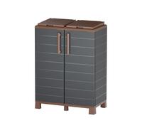 Art Plast - Abri Poubelles 2 Sacs Gris & Marron - Armoire Cache Poubelle de Tri Sélectif 68 x 37 x 90 cm Terrasse, Restaurant