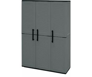 Art Plast Armoire extérieure ou intérieure, 3 portes et 3 niveaux en polypropylène ajustables, 100% fabriqués en Itala, 102x37h163 cm, couleur grise