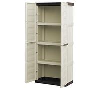 Art Plast Armoire polyvalente extérieure ou intérieure, 2 portables mobiles et 3 niveaux en polypropylène, 100% Made in Italy, 70x39h165 cm, couleur beige