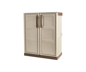 Art Plast Armoire polyvalente extérieure ou interne, armoire basse avec 2 portes et 1 étagère en polypropylène, 100% Made in Italy, 70x39h86 cm, couleur beige