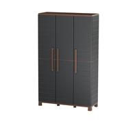 Art Plast - Armoire Porte-Balai Anthracite 3 Portes 3 Etagères réglables 102 x 37 x 169 cm - Armoire de Rangement Garage Buanderie Cellier