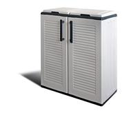 Art Plast - Cache Poubelles de tri Selectif pour 2 Sacs Poubelles -Armoire Recyclage Gris Clair 68 x 37 x 90 cm Poubelle de tri 2 Portes 4 Pieds