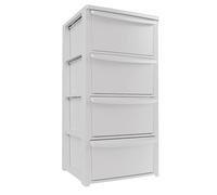 Art Plast - Commode 4 tiroirs Blanc - Meuble de Rangement Chambre Bureau Buanderie - Tour de Rangement 39 x 38.5 x H 80.5 cm