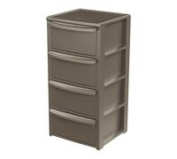 Art Plast - Commode 4 tiroirs Gris Taupe - Meuble de Rangement Chambre Bureau Buanderie - Tour de Rangement 39 x 38.5 x H 80.5 cm