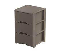 Art Plast Commode Grise Taupe 3 Tiroirs Amovibles Effet Tressé Meuble de Rangement Chambre Bureau 39 x 38,5 x H61 cm