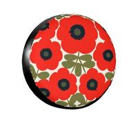 Art Populaire Moderne du Milieu du XXE Siècle Représentant des Fleurs Housse De Roue Durable Housse Pneu De Rechange Anti Poussière Neige Couverture De Roue De Secours pour Auto Remorque 16inch