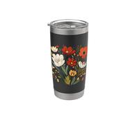 Art populaire scandinave Fleurs Cottagecore Nature Top Gobelet isotherme en acier inoxydable double paroi