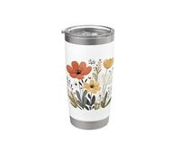 Art populaire scandinave Fleurs Cottagecore Nature Top Gobelet isotherme en acier inoxydable double paroi