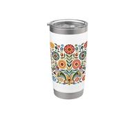 Art populaire scandinave Fleurs Cottagecore Nature Top Gobelet isotherme en acier inoxydable double paroi