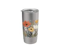 Art populaire scandinave Fleurs Cottagecore Nature Top Gobelet isotherme en acier inoxydable double paroi