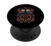 Art Populaire scandinave hiboux botanique Floral PopSockets PopGrip Adhésif