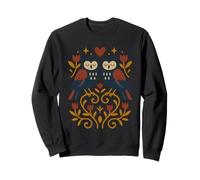 Art Populaire scandinave hiboux botanique Floral Sweatshirt