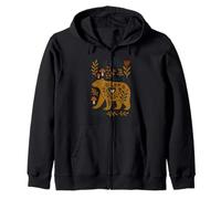 Art Populaire scandinave Ours botanique Floral Sweat à Capuche